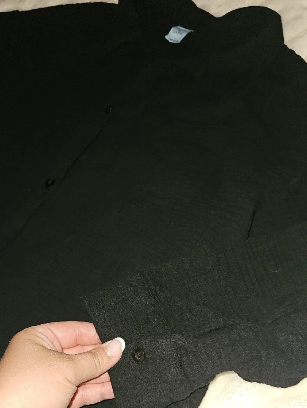 Shade & Shore Black Long-Sleeve Button-Down Shirt